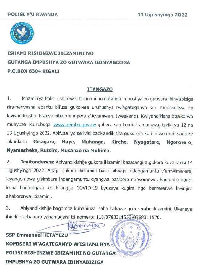 KWIYANDIKISHA gukorera PERMIS PROVISOIRE ni 12-13112022, Rwanda National Police (RNP Traffic Department) - FhRtZySWAAEmf9q